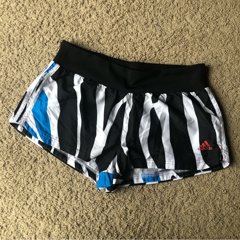 Adidas Black White and Blue running shorts